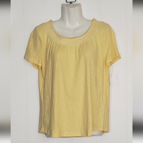 TALBOTS SMOCKED NECKLINE T-SHIRT - Picture 2 of 6